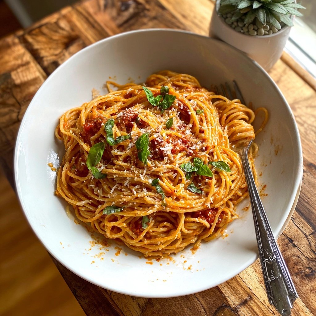 Angel Hair Pasta With Creamy Tomato Sauce