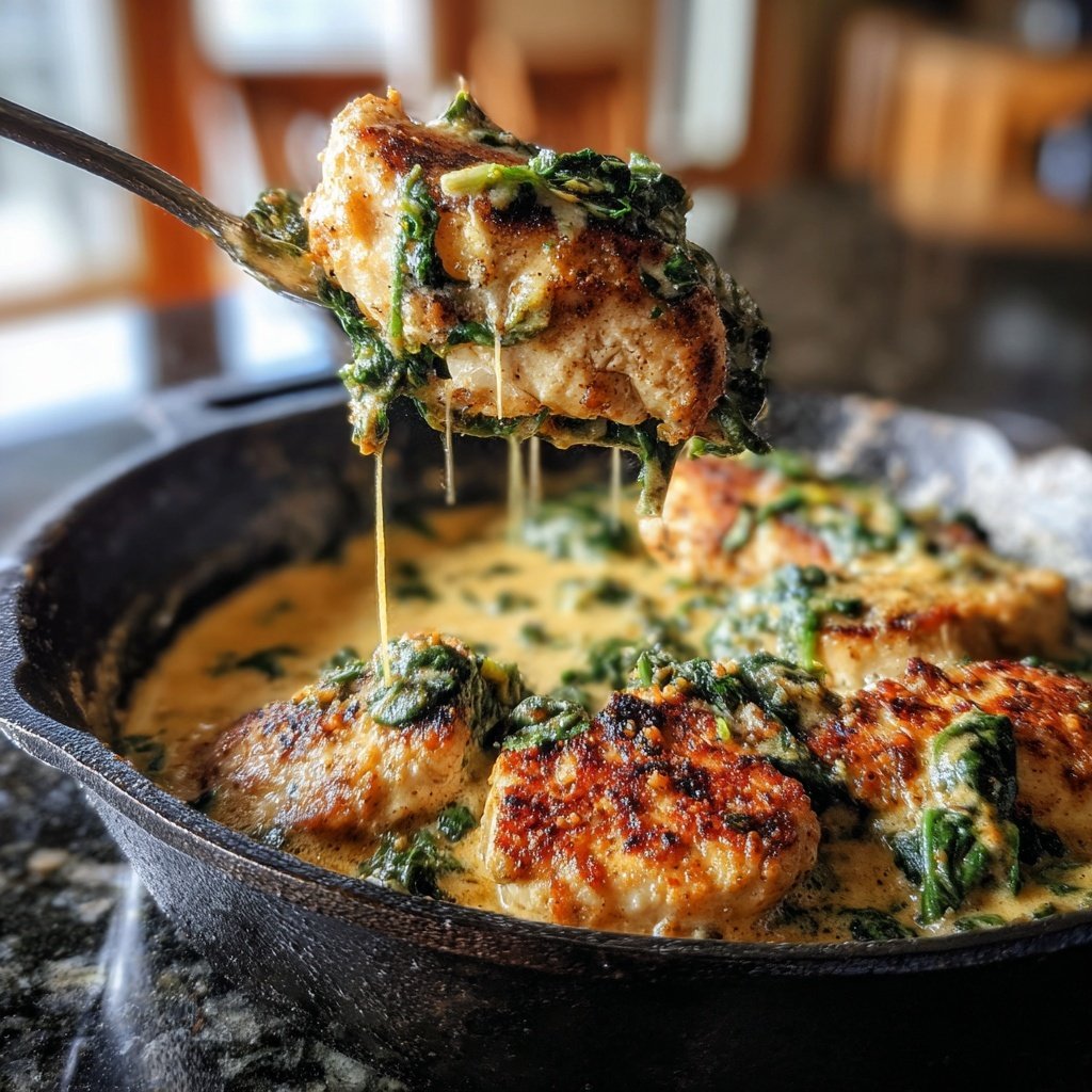 Creamy Lemon Chicken And Spinach Skillet
